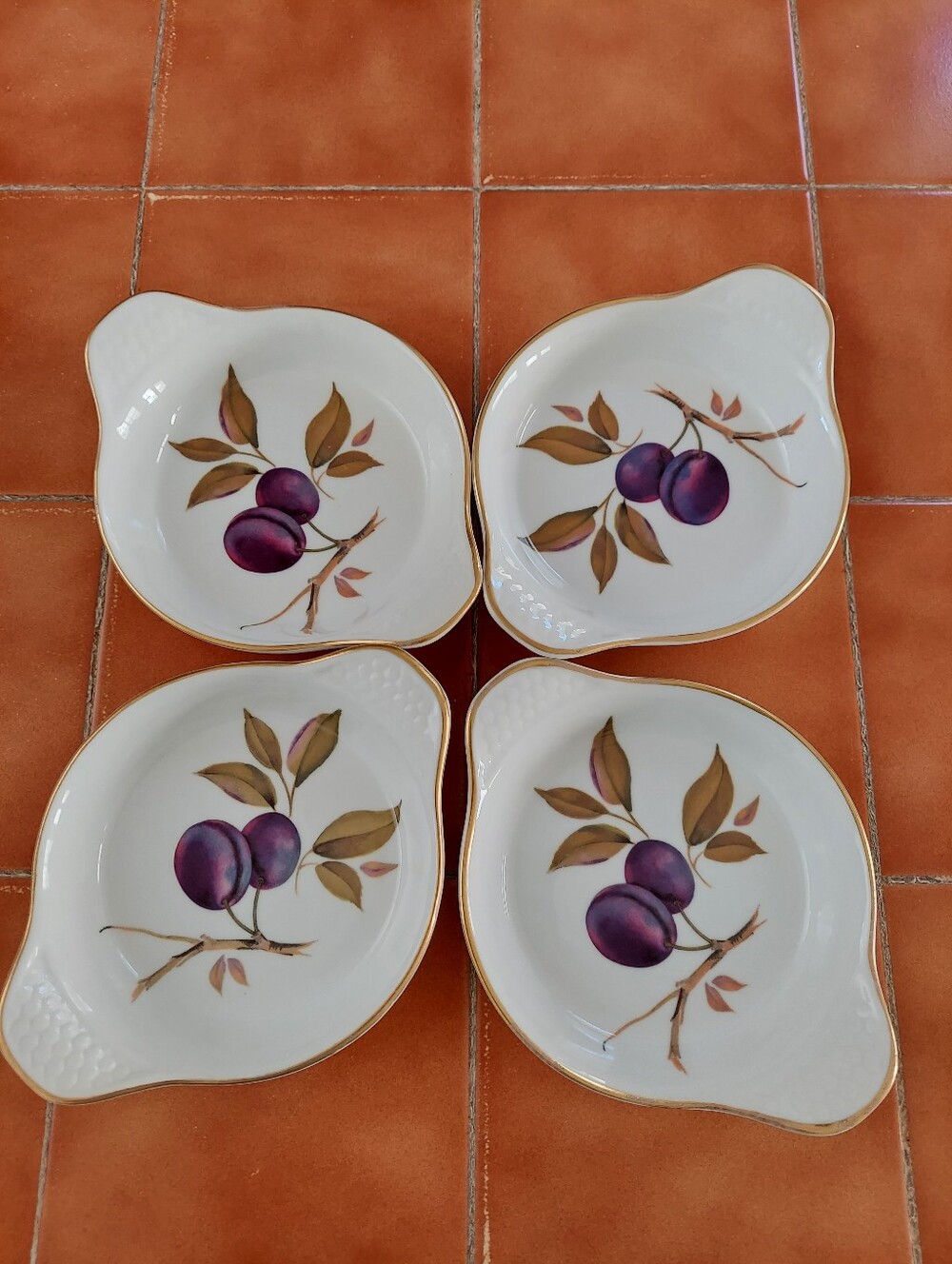 4 Royal Worcester Eared Egg Dishes